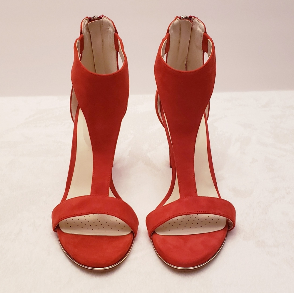 Katherine Kelly Red Suede T-Strap Stilettos - Picture 5 of 10